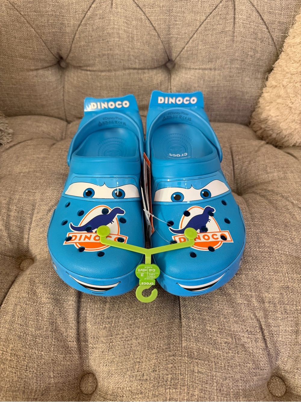 Disney Pixar Cars Lightning McQueen Dinoco Blue Crocs Size Men 10/Women 12
